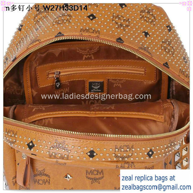 High Quality Replica Hot Sale MCM Small Stark Front Studs Backpack MC4237S Wheat - Click Image to Close